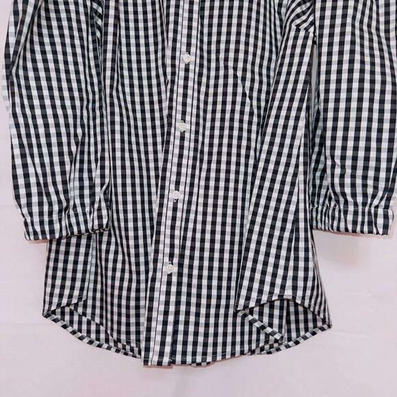 Charter Club Black White Plaid Cold Shoulder Button Up Blouse Top size 12 - Picture 5 of 7